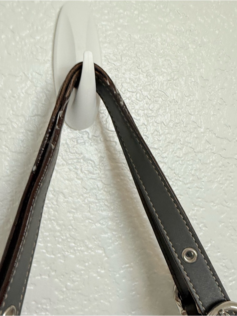Coach F13759 East West Gallery Pleated Leather Shoulder Bag Cream Gray Tote - Picture 7 of 10